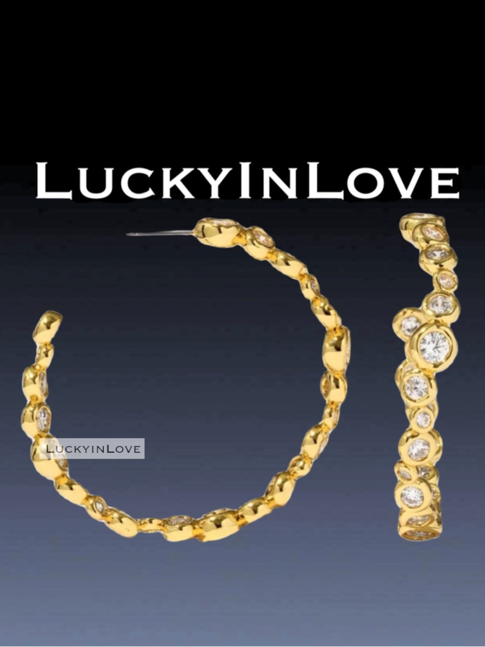 Alexis Bittar Asterales Gold CZ Medium Hoop Earrings